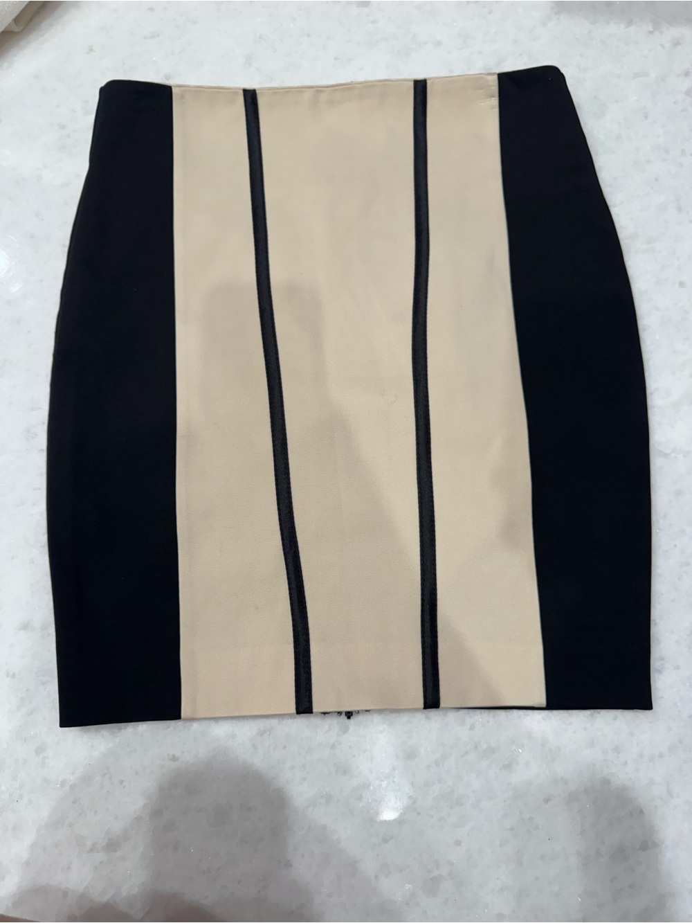 bebe Black and Beige Panel Pencil Skirt